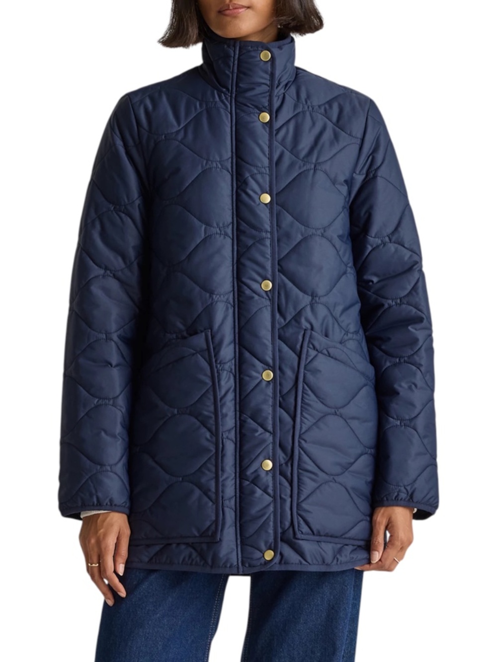Quince Featherless Quilted Long Puffer Jacket Admiral Navy XS